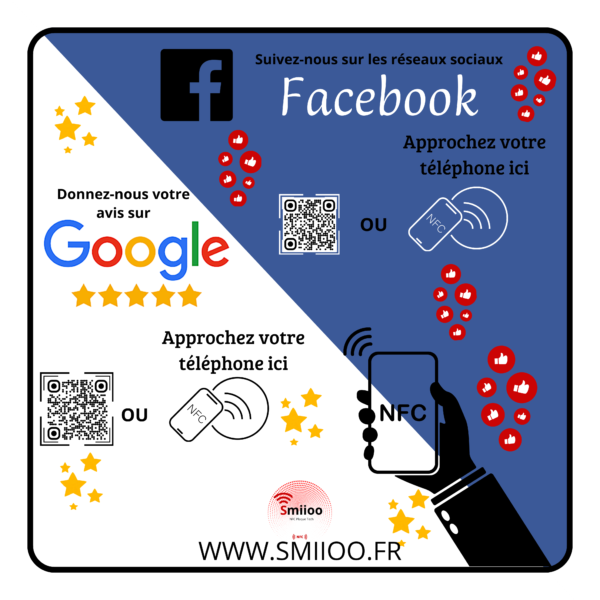 Plexiglas carré de 15 cm Duo Google et Facebook