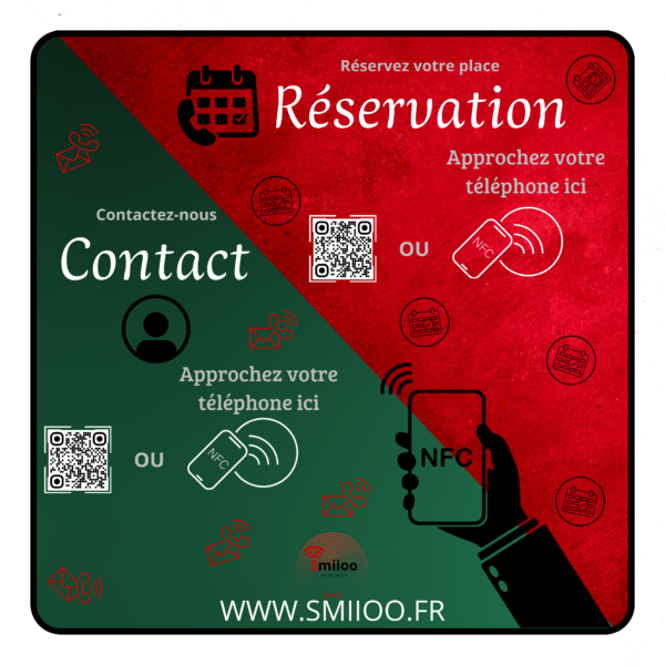 Plexiglas carré de 15 cm Duo Contact et Réservation